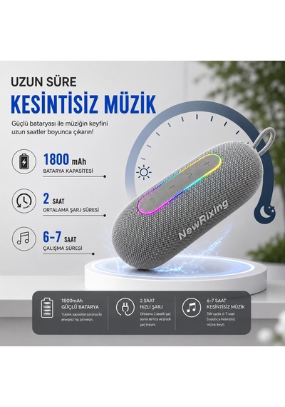 Rgb Ledli Ipx7 Su Geçirmez Özellikli Fm Radıo Tf Kart Destekli Taşınabilir Bluetooth Hoparlör