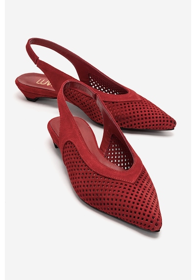 Luvishoes Lıeve Kırmızı Süet Hakiki Deri Kadın Alçak Topuklu Ayakkabı