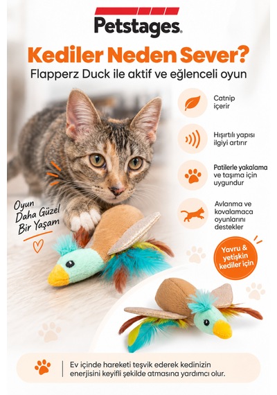 Petstages Flapperz Duck Catnipli Kedi Oyuncağı Peluş