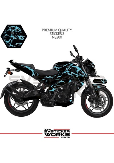 Bajaj Ns200 Kaplama Sticker Şimşek Yıldırım Motor Kaplama Modeli Hazır Kit Mavi