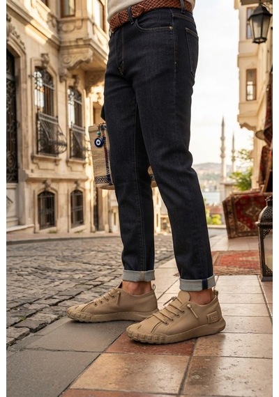 Fort 2065 Bst Rahat Esnek Lastik Bağcıklı Sneaker Erkek Ayakkabı Vizon