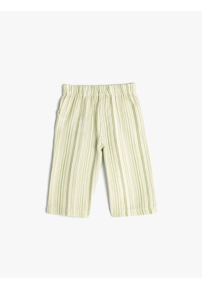 Koton Bol Paça Pantolon Beli Bağlamalı Pamuklu Yeşil Çizgili 4smg40051aw Yeşil Koton Bol Paça Pantolon Beli Bağlamalı Pamuklu Yeşil Çizgili 4smg40051aw Yeşil