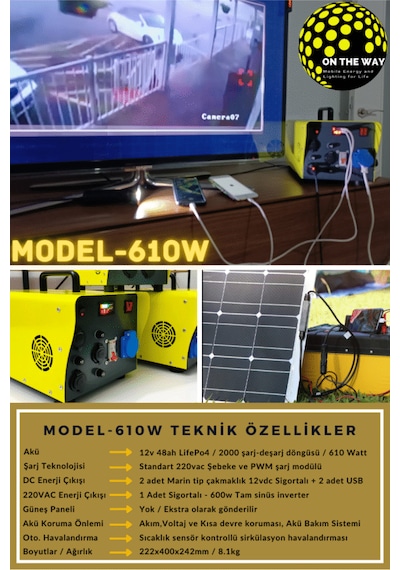 610w Taşınabilir Güç İstasyonu Lifepo4 Bataryalı Solar Jeneratör