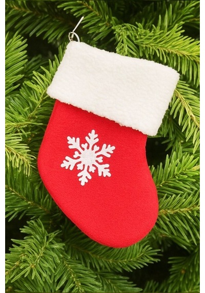 Beysüs Yılbaşı Çam Süsü Çorap Kırmızı 18cm