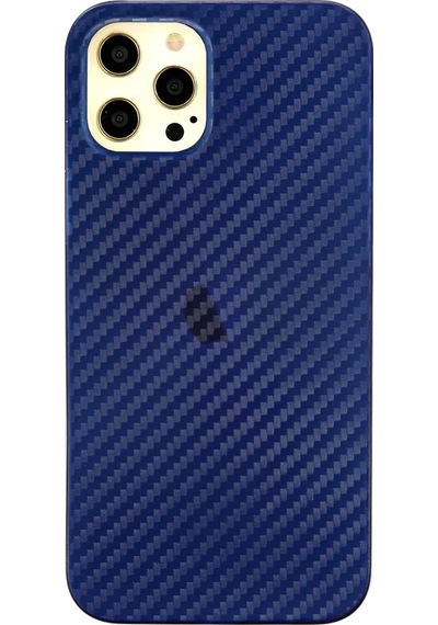 Cosmotex Newface Apple iPhone Uyumlu  12 Pro Max Kılıf Karbon Pp Silikon - Mavi