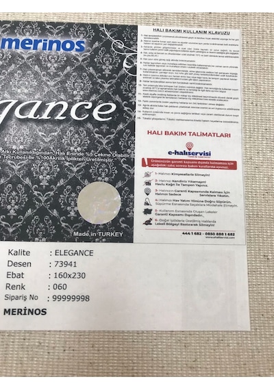 Merinos Halı Elegance 73941 060 Serisi Akrilik Salon Oturma Yatak Odası Halısı Krem