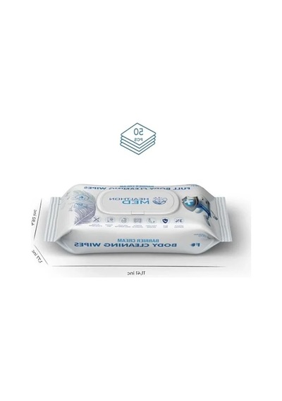 Koruyucu Krem İçerikli Islak Vücut Temizleme Mendili 50'li Set