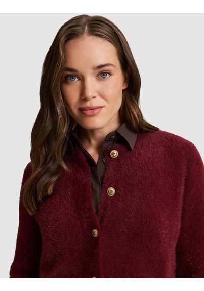 Pierre Cardin Bordo Crop Top Triko Hırka 50331252 Vr014