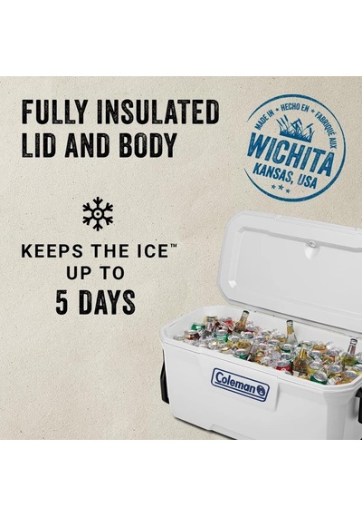 Coleman Xtreme Wheeled 100 Qt Tekerlekli Soğutucu Marine Buzluk 94.6 Lt Mz Beyaz
