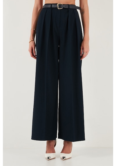 Lela Pileli Wide Leg Yüksek Bel Geniş Paça Kemerli Palazzo Bayan Pantolon 68351070 Lacivert Lela Pileli Wide Leg Yüksek Bel Geniş Paça Kemerli Palazzo Bayan Pantolon 68351070 Lacivert