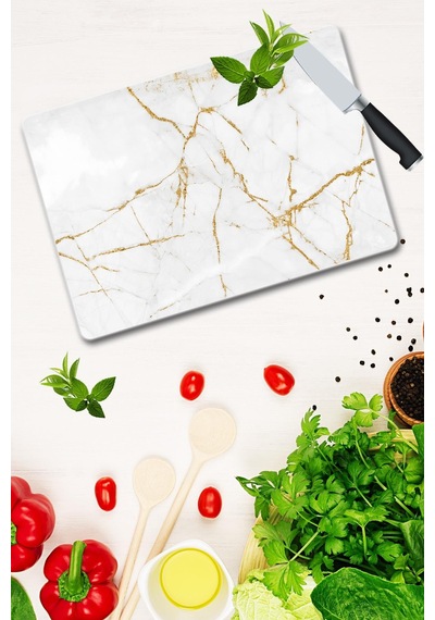 Dekoratif Cam Kesme Tahtası 30Cm X 40Cm Çoklusim Görünümlü