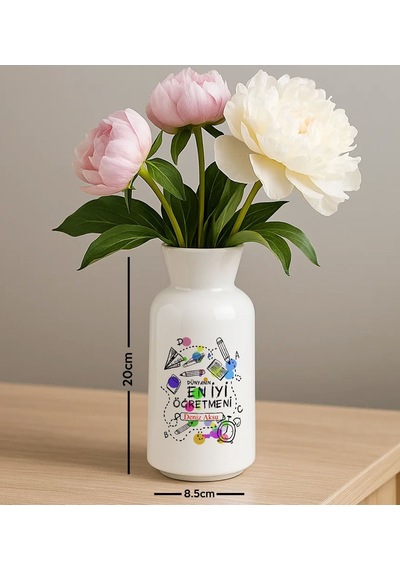 Bk Gift Kişiye Özel Öğretmenler Günü Tasarımlı Seramik Vazo-5, Ev Hediyesi, Öğretmene Hediye Kobitmeyencom35086 Bk Gift