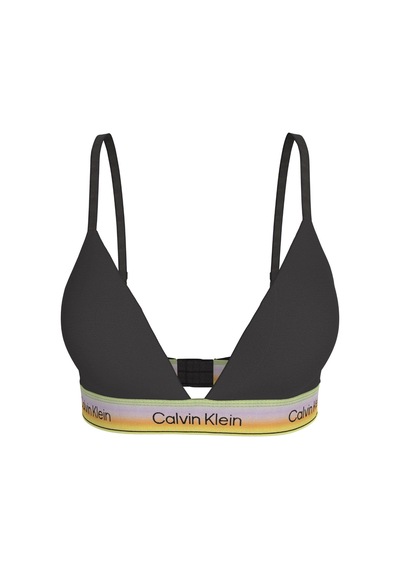 Calvin Klein Kadın Elmas Kesim Pamuklu Logo Detaylı Siyah Sütyen-15994