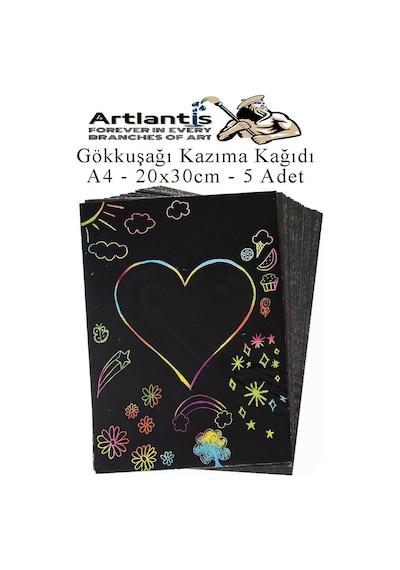 Sihirli Gökkuşağı Kazıma Kağıdı A4 5 Yaprak 1 Paket 20x30 Cm Siyah Sihirli Kağıt Rainbow Paper