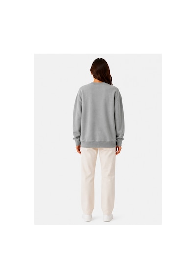 Herkesemoda Bloom Baskı Detaylı Şardonlu 2 İplik Bisiklet Yaka Sweatshirt Gri