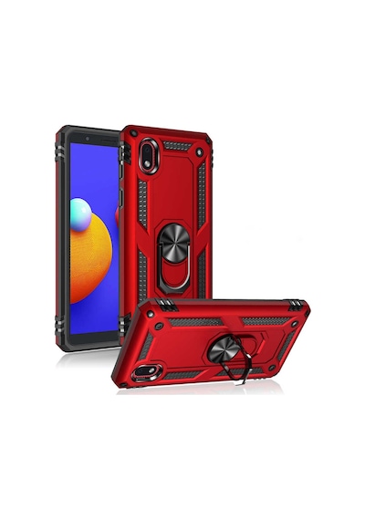 Galaxy A01 Core Kılıf Zore Vega Yüzüklü Standlı Zırh Kılıf