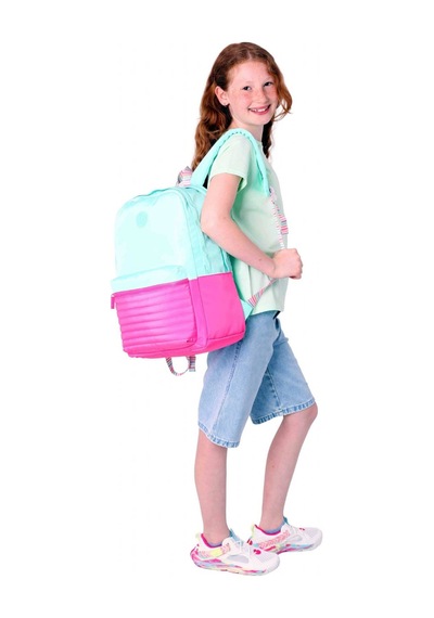 Kaukko Quick Kız Çocuk Üç Bölmeli Yeşil Pembe Kapitone Detaylı Okul Sırt Çantası - K1790 Yeşil - Pembe