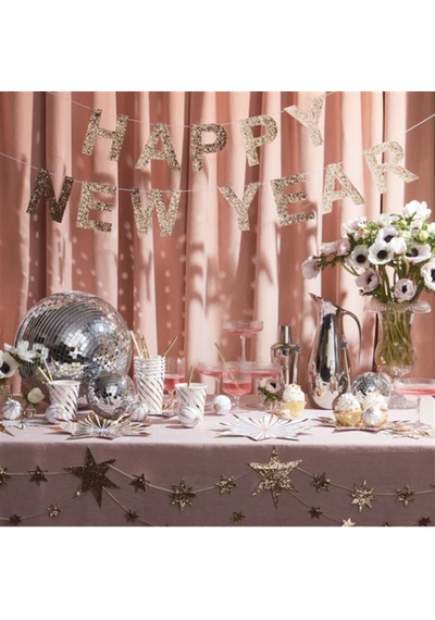 Meri Meri - Gold Glitter Happy New Year Garland - Altın Simli Happy New Year Asılan Süs 0 - 99