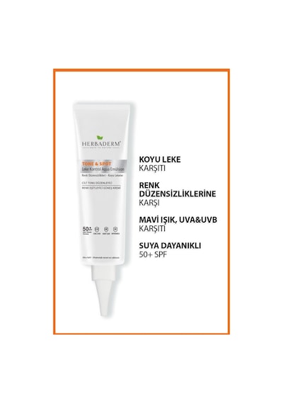 Herbaderm Tone & Spot Lekeli Ciltler İçin Nemlendirici Güneş Kremi SPF50+ Orta Ton 40 ML