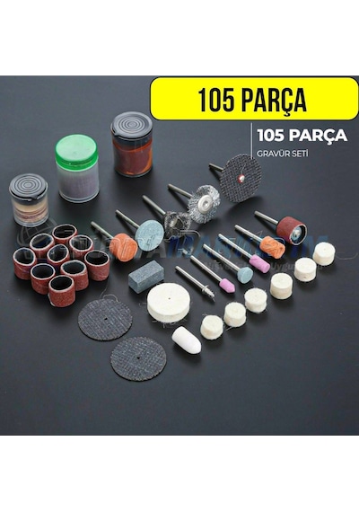 105 Parça Gravür Oyma Dremel Taşlama Zımpara Aksesuar Uc Seti Hob