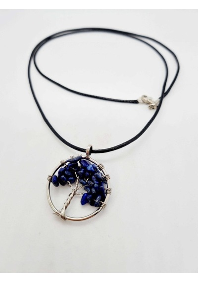 Sertifikalı Lapis Lazuli Taşı Hayat Ağacı Kolye Orijinal Doğal Taş Çok REnkli