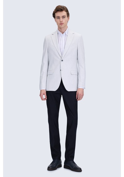 Hatemoğlu Gri Comfort Fit Mono Yaka Klasik Ceket