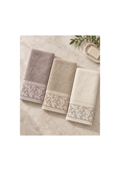 Sarmaşık Desenli Havlu 50x90 Cm 3 Lü Set %100 Pamuk - Warm Serenity Çok Renkli