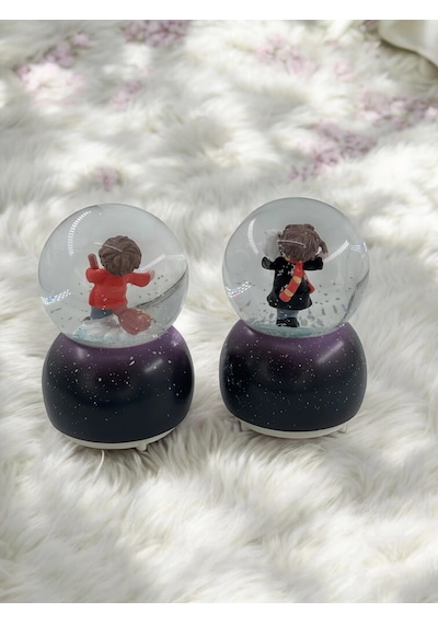 Mobgift Harry Potter Model 2'li Mini Boy Kar Küresi Süpürgeli Ve Baykuşlu 6 Cm