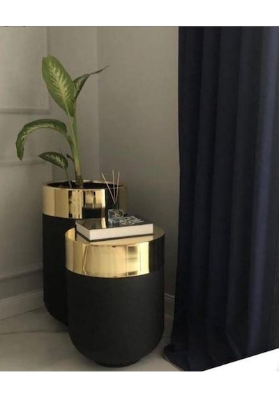 Dekoratif Büyük Gold Saksı, Darbuka Saksı 50 Cm