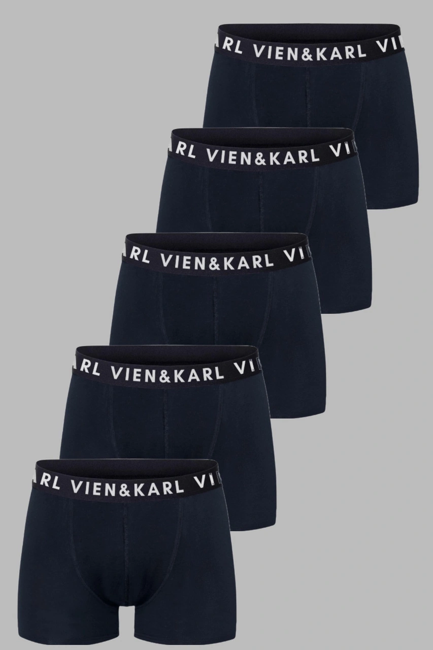 Vien&Karl Erkek Lacivert Paket Düz Likralı Boxer Şort 5'li 5'li Lacivert