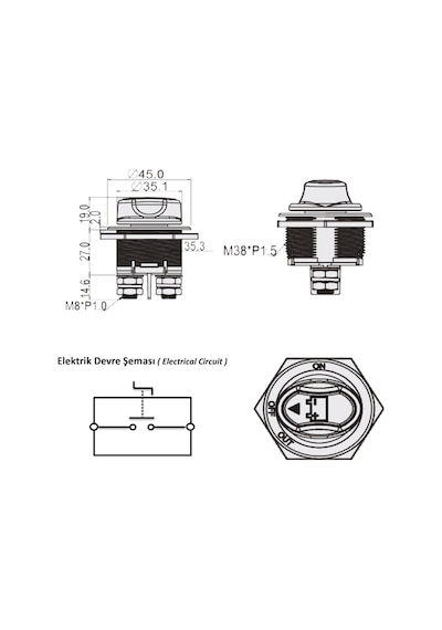 Mini Akü Devre Kesici Şalter Ip56 - 12/24/32v 200a