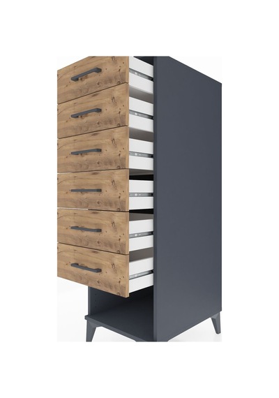 Kronos Dolap 6 Çekmeceli 44x59x134 Antrasit-çam Antrasit