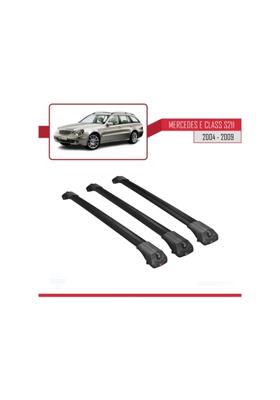Mercedes E Class S211 2004-2009 Arası İle Uyumlu Ace-1 Ara Atkı Tavan Barı Siyah 3 Adet Bar