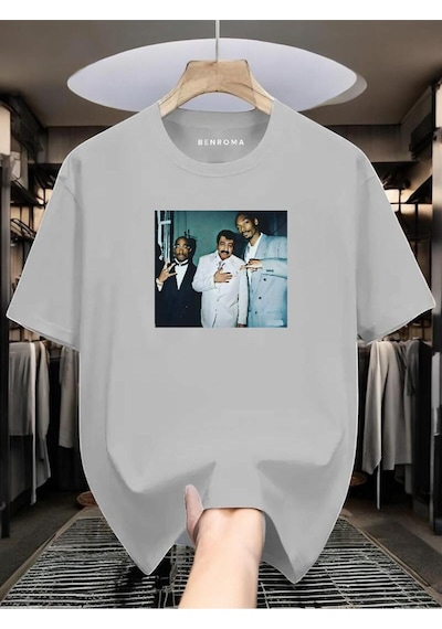 Müslüm Baskılı Oversize T-shirt Gri
