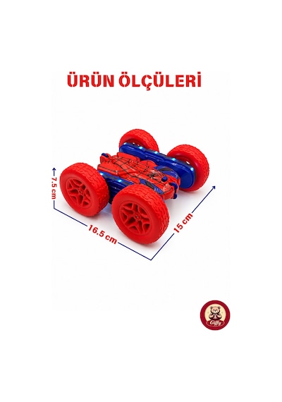Oyuncak Led Işıklı 360 Akrobat Uzaktan Kumandalı Araba Şarjlı 4x4 Off Road Dublör Oyuncak Araba Kırmızı