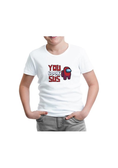 Lord Tshirt Among Us - You Look Sus Beyaz Çocuk Tshirt