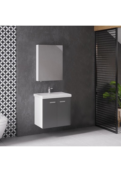 Denko Terra 60 Cm Mdf Antrasit Gri Banyo Dolabı Alt Modül Ve Lava Antrasit - Gri Denko Terra 60 Cm Mdf Antrasit Gri Banyo Dolabı Alt Modül Ve Lava Antrasit - Gri