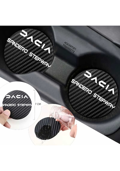 Dacia Sandero Stepway Karbon 7 Cm Bardak Altlığı 2 Adet Dacia Amblemli Sandero Stepway Yazılı Spor Şıklığı İçin 2 Adet
