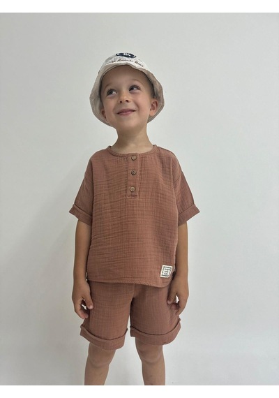 Oliven The Kid Oliventhekid Müslin Unisex Çocuk Takım Gül Kurusu Gülkurusu