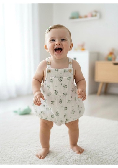 Tiffany Baby & Kids Tiffany Baby Bebek Spring Theme Müslin Salopet Tulum Yeşil 57003