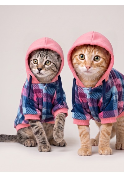 Marshmellow Kapşonlu Polar Ceket Sıcak Tutan Yumuşak Kedi Kıyafeti