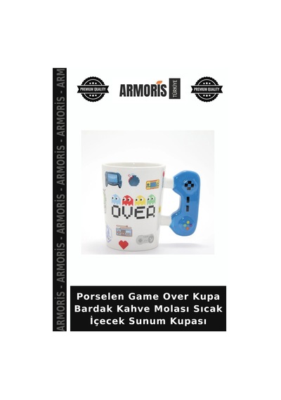 Porselen Game Over Kupa Bardak Kahve Molası Sıcak İçecek Sunum Kupası Çok Renkli