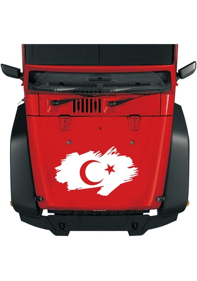 Ay Yıldız Sticker - Türk Bayrağı Sticker - Oto Araba Kaput Cam Karavan Motosiklet Araç Sticker - 00341 40x23 Cm