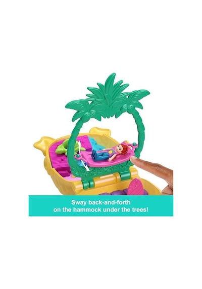 Polly Mini Bebek Ve Aksesuarları İle Ananas Köpekçik Plajı Mini Oyun Seti, Mikro Bebek Ve Evcil Hayvanlar Dahil 8 Aksesuar, Jfv00 000 Açık Krem