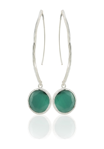Kadir Jewellery Gümüş Kaplama Vintage Küpe -el İşçiliği Ve Hipoalerjenik Küpe Koyu Yeşil