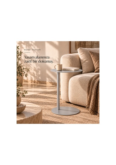 Slate Metal C Sehpa Modern Tasarım Elips Tablalı Minimalist Koltuk Yanı Sehpa Gümüş - 935314037 Gümüş