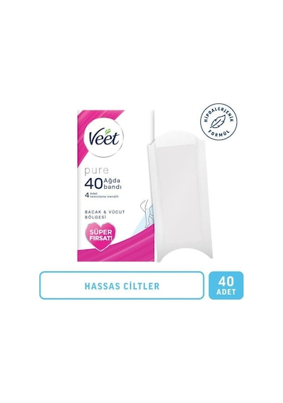 Veet Pure Hassas Ciltler İçin Bacak & Vücut Bölgesi Ağda Bandı 40'lı