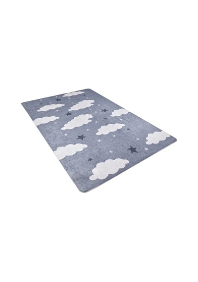 Bespoky Kareli Modern Halısı Dijital Baskı Kaymaz Gri - Hlnc045