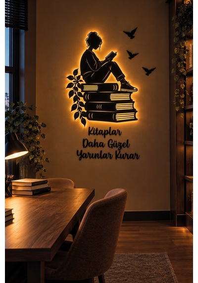 Led Işıklı Tablo Kişiye Özel Kitap Okuyan Kız Duvar Dekoru Kitaplık Tasarımlı Dekoratif Duvar Süsü Sarı - 930282072 Sarı Led Işıklı Tablo Kişiye Özel Kitap Okuyan Kız Duvar Dekoru Kitaplık Tasarımlı Dekoratif Duvar Süsü Sarı - 930282072 Sarı