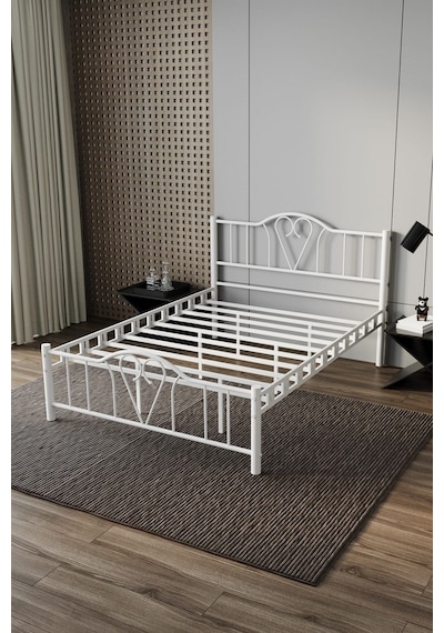 Argimo Orkide Çift Kişilik Ferforje Metal Karyola Beyaz 180 x 200